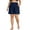 Navy Blue, variant on Women's Plus-size Swim Shorts High-waisted Beach Pants Split Swimsuit Bottoms with Pockets Color Swimming Trunks With Pockets