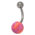 thumbnail image 1 of Belly Button Ring (14g) Surgical Steel with Checker Stripe Acrylic Bead Design, 1 of 2