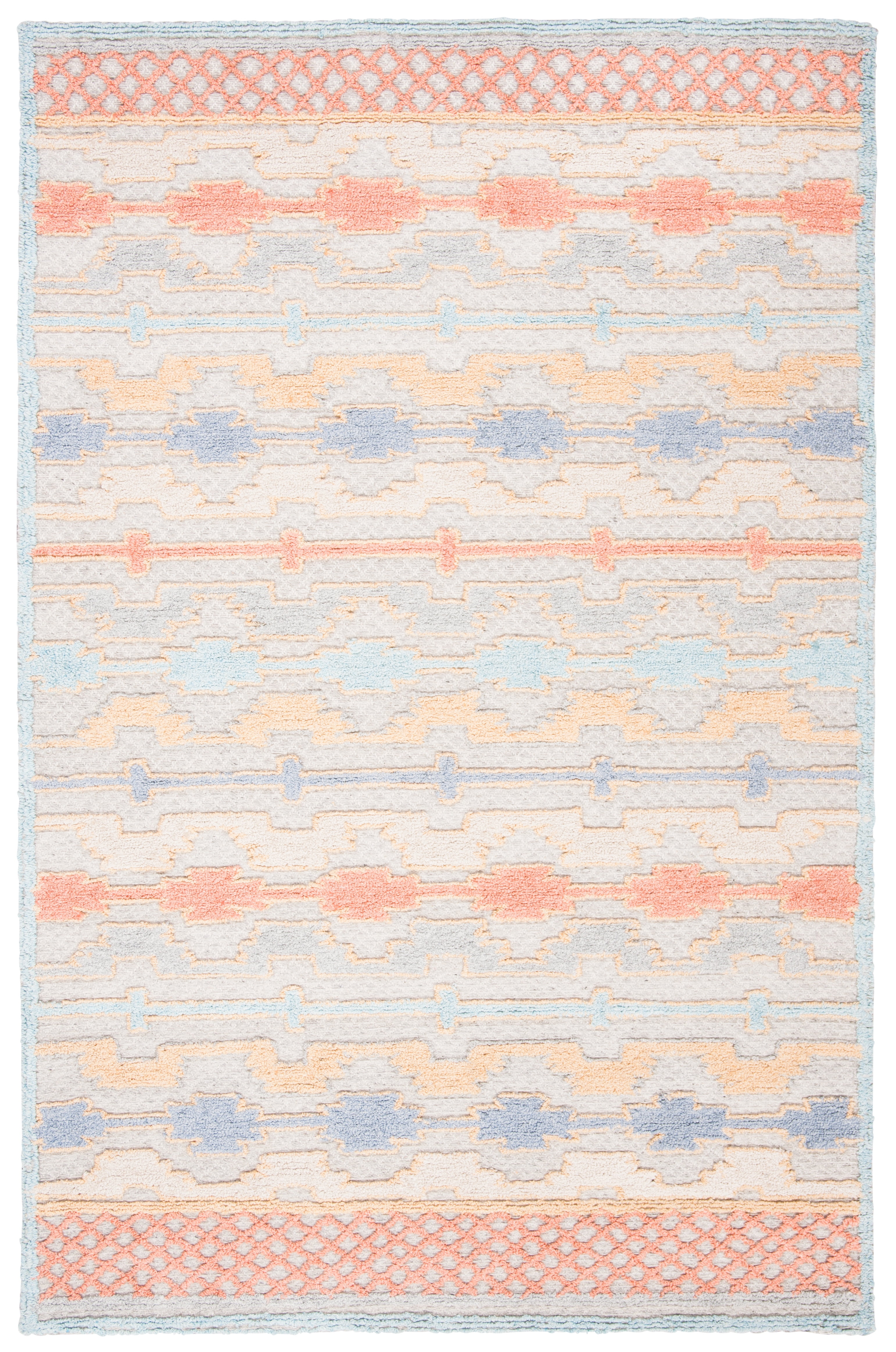 SAFAVIEH Trace Constantine Abstract Striped Area Rug, Blue/Rust, 4' x 6'