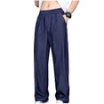 thumbnail image 2 of Mifsaly Men Lightweight Denim Style Pants Elastic Waist Drawstring Wide Leg Casual Summer Trousers Soft Breathable Loose Fit Lounge Pant with Pockets 2026 L, 2 of 9