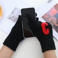 thumbnail image 5 of Dyfzdhu Women Men Touch Screen Gloves Warm Stretch Knitted Letter Printing Golves Students Outdoor Black, 5 of 5
