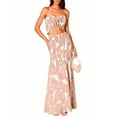 thumbnail image 2 of Women Two Piece Maxi Dress Set Floral Print Strapless Crop Top High Waist Skirt Summer Beach Outfit, 2 of 7