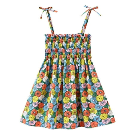 

TAGOLD Summer Toddler Baby Girls Sleeveless Sling Dress Graphic Print Children s Clothing Multicolor 5-6 Years