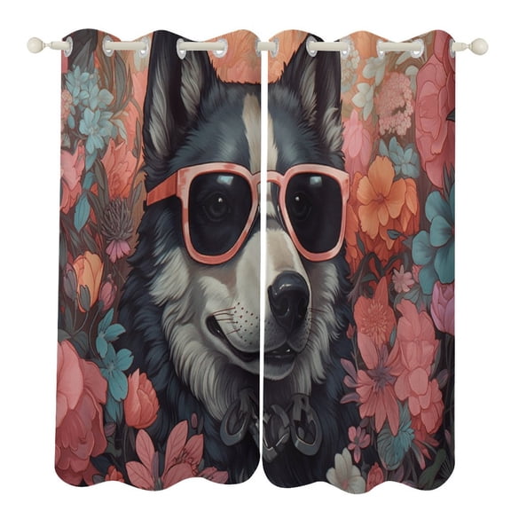 Funny Glasses Wolf Modern Window for Living Room Curtains for Child Bedroom Kitchen Decor Blinds Drapes