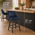 thumbnail image 6 of Swivel Counter Height Bar Stools, Set of 2, 27'' Modern Bar Stool with Curved Back and Solid Wood Legs, Bar Stools for Kitchen Island, Faux Leather Blue, 6 of 7
