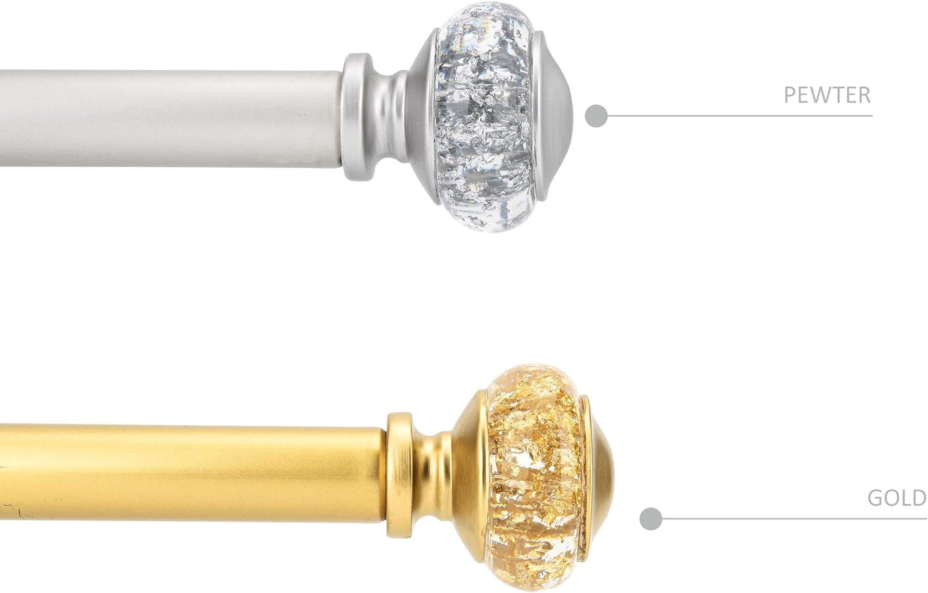 eTeckram 1" Double Curtain Rod with Leville Finials,Gold,48‘’-84‘’