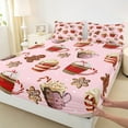 thumbnail image 3 of Manfei Cappuccino Cream Bed Sheets 4 Pieces, Cute Gingerbread Snowflake King Sheets, Pink Merry Christmas Sheet Set, Ultra Soft Home Decor, 3 of 7