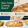 thumbnail image 4 of Non-Toxic Teak Herringbone Wood Cutting Board & Serving Board, Pre-Oiled Edge Grain with Juice Groove and Handles, Food Grade Mineral Oil Coating (S 14" x 10" x 0.7", 2.65 lbs), 4 of 9