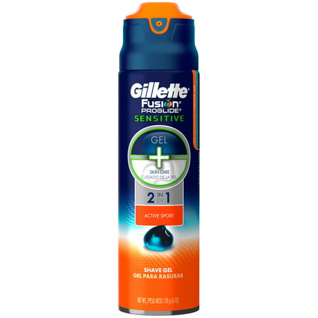 Gillette Fusion ProGlide Sensitive 2 in 1 Active Sport Shave Gel 6 oz. Aerosol