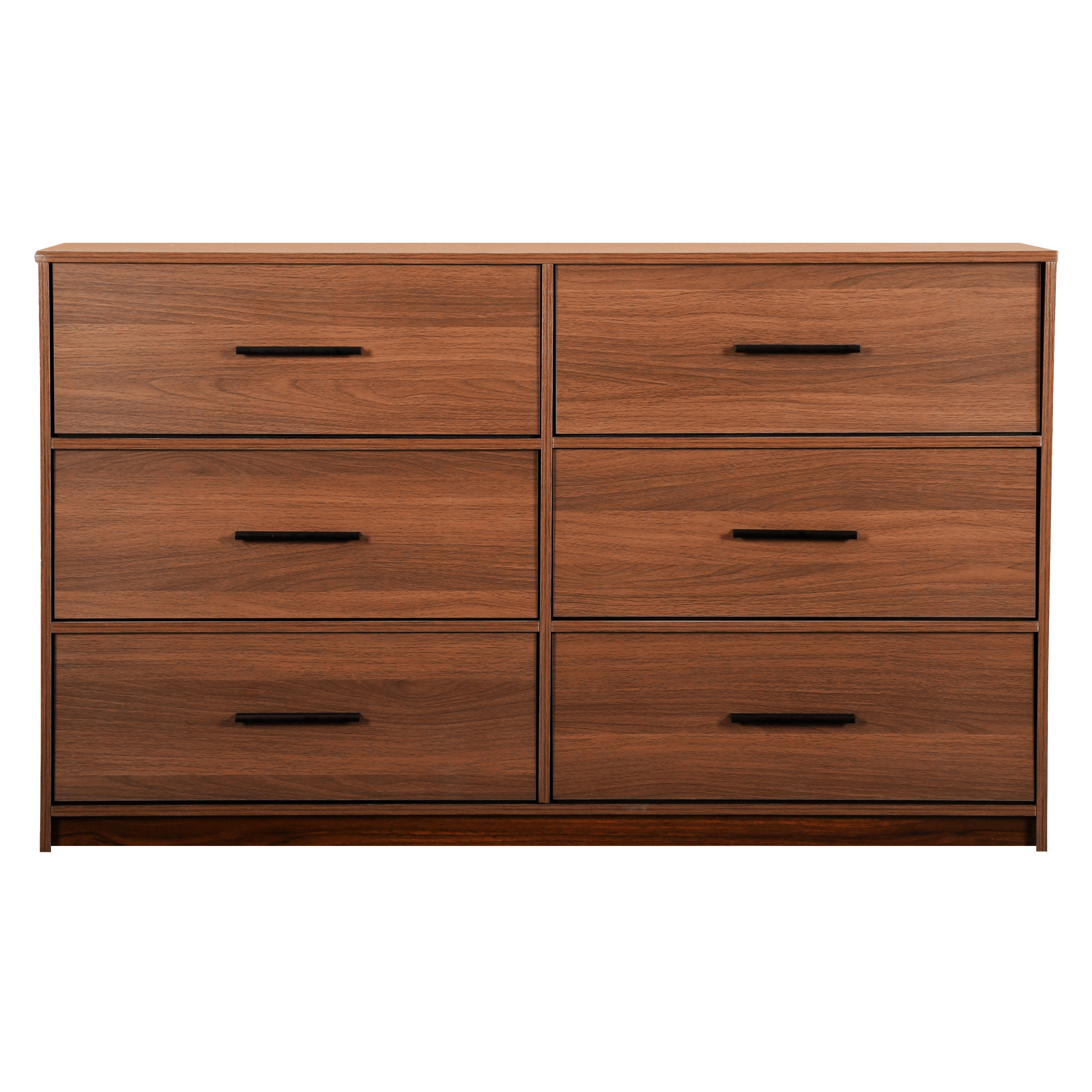 6-Drawer Dresser with Extra Large Fabric Bins, Wood Frame Storage Organizer for Bedroom, Living Room, or Hallway, Versatile Design Doubles as a TV Stand, Ideal for Home Organization, Walnut