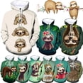 thumbnail image 2 of Sudadera con estampado 3D de animales divertidos y perezosos, linda sudadera con capucha Bradypod para hombres, ropa informal para mujeres, ropa de calle con capucha para niños, 2 of 5