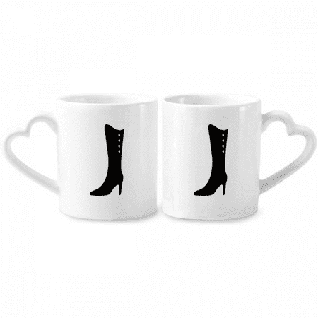 

Simple Graphics Black High Boots Outline Couple Porcelain Mug Set Cerac Lover Cup Heart Handle