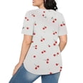 thumbnail image 4 of Blmnix Tops for Women White Short Sleeve Fasion Casual Vacation Tunic Cherry Crew Neck Ladies Tops 2024, 4 of 6