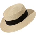 thumbnail image 1 of Sun Hats for Women Wide Brim Straw Boater Hat Foldable Packable Beach Hat for Summer Fit Size 6 8/7-7 1/4, 1 of 5
