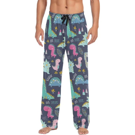 GZHJMY Dinosaur Pajama Pants for Men, Lounge Pants Lightweight Men Pajama Bottoms with Drawstring Pockets, Christmas New Year Birthday Gifts, Medium