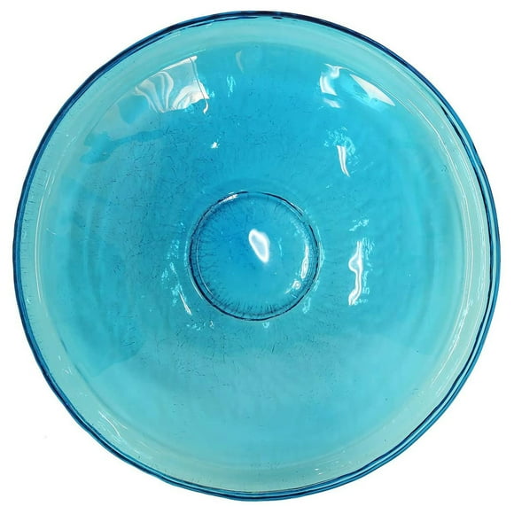 Achla Designs 14 In Crackle Glass Bowl and Birdbath Decoration, Teal