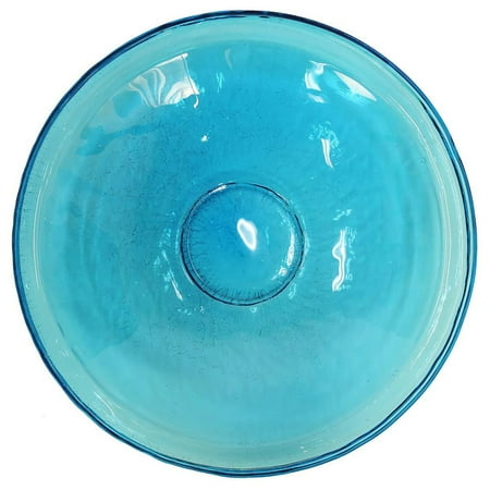 Achla Designs 14 In Crackle Glass Bowl and Birdbath Decoration, Teal