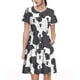 thumbnail image 1 of Fotbe Black And White Sheeps Vestido Largo de Moda para Mujer, Vestido Tipo Camiseta con Manga Corta y Estilo Casual a Rayas y Bloques de Color, 1 of 6