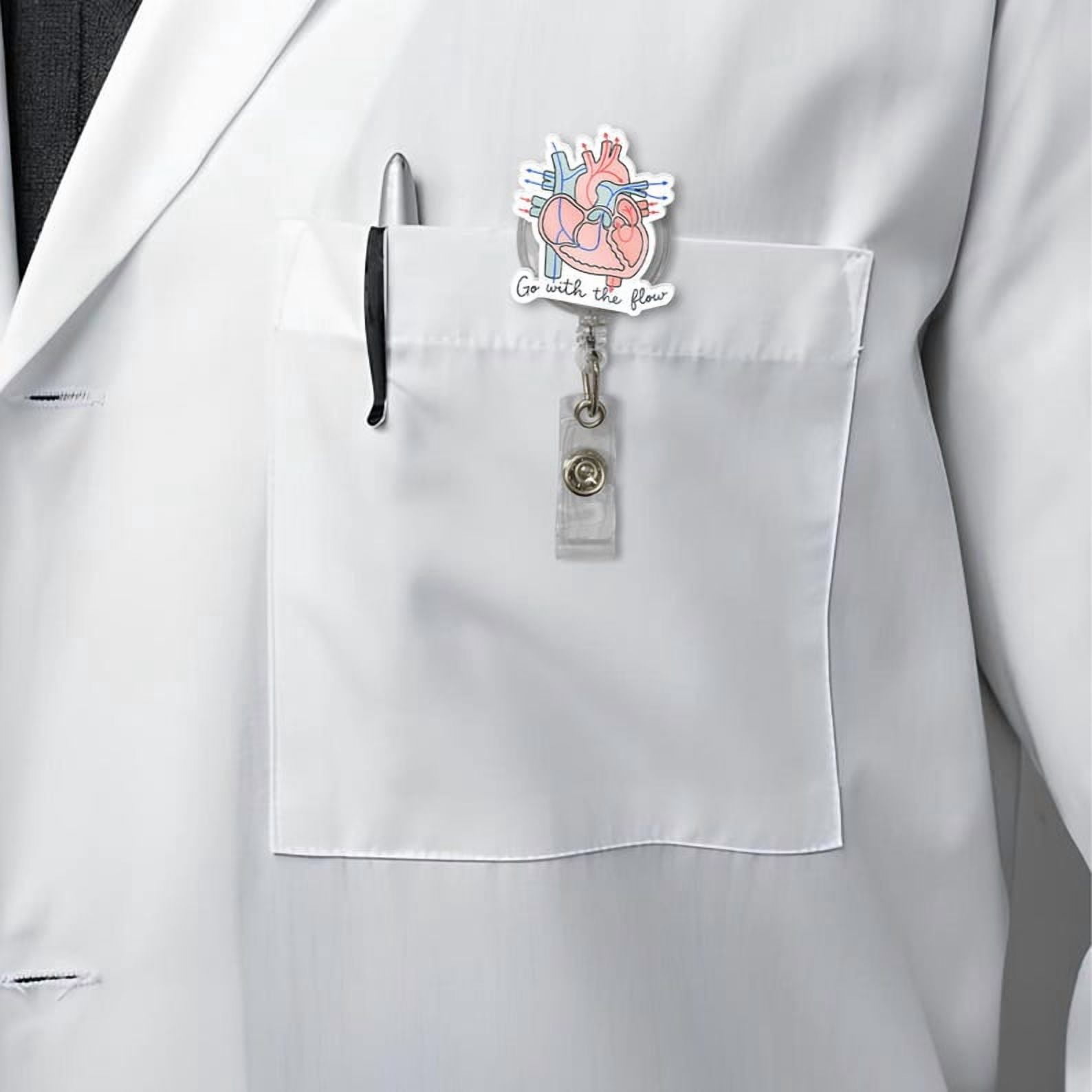 ViciArt Anatomical Heart Badge Reel, Acrylic Retractable ID Holder, Go With the Flow Clip
