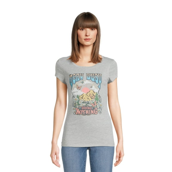 Wound Up Juniors Doing Nothing Short Sleeve Graphic T-Shirt