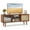 Brown, variant on Costway Modern TV Stand Entertainment Center Media Console with Rattan  Glass Sliding Doors Natural