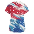 thumbnail image 5 of Scrub Tops Fashion Independence Day Printed Working Scrubs For Women Casual Short Sleeve V Neck Nursing Tops Comfy Classic Tunic Working Uniform With Pockets Light Blue M, 5 of 5