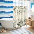 thumbnail image 6 of No Hook Shower Curtain, Fall Green Pumpkins Shower Curtains for Bathroom with See Through Top Window, Thanksgiving Eucalyptus Flowers Vintage Waterproof & Washable Bath Curtain Stand Up Stall 36"x72", 6 of 9