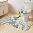 thumbnail image 4 of Vintage Flower Bathroom Rugs Set White Floral Farm Oil Painting Non Slip Absorbent Soft Bath Mats 3 Piece Set with Bathroom Rug, U-Shaped Floor Mat, Toilet Seat Cover Large Size, 4 of 9