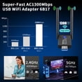 thumbnail image 2 of Adaptador WiFi Hakimonoe 6B17 USB 3.0 AC1300Mbps para PC de escritorio, 2 of 9