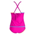 thumbnail image 5 of vigerkar Womens Tummy Control Tankini Swimsuits Color Block Bathing Suit V Neck Two Piece Swimwear with Shorts (Red, L), 5 of 9