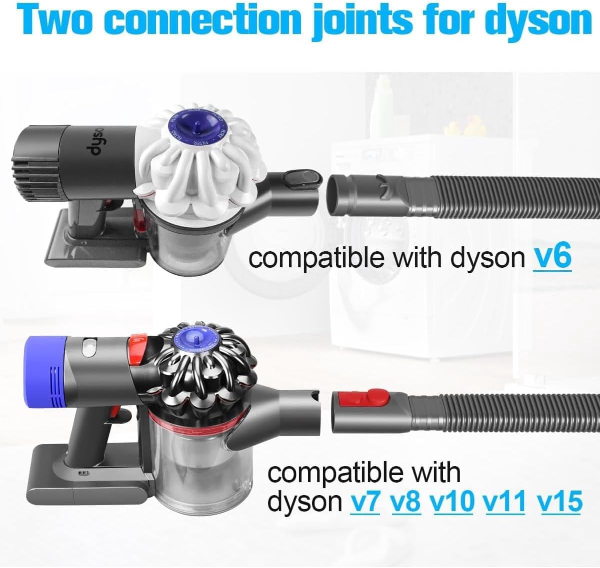 Dryer Vent Cleaner Kit for Dy*son V15 V12 V11 V10 V8 V7 Gen5 V6 DC58 DC59 Vacuum Cleaner, Vacuum Attachment Vent Lint Remover Hose, with Flexible Crevice Brush