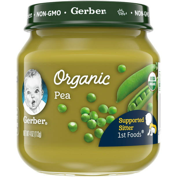 Gerber 1st Foods Natural Stage 1 Baby Food Pea, 4 oz, Jar (Pack of 10