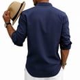thumbnail image 3 of Betivan Men Printed Fashionable Casual Loose Button Placket Long Sleeve Stand-up Collar Blouse Shirt, 3 of 7