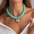 thumbnail image 2 of NICKSUN Chunky Heart Necklaces for Women, Colorful Resin Beaded Choker Necklace, Cute Gold Puffy Heart Statement Necklace Trendy Acrylic Choker Jewelry Gift, 2 of 6