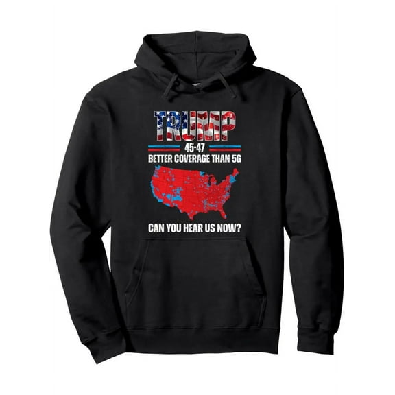 Trump 2024 'Can You Hear Us Now?' Men's Pullover Hoodie - Casual Cotton Blend, Long Sleeve with Kangaroo Pocket,,3XL Unisex Hoodie