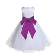 thumbnail image 3 of Ekidsbridal Satin White Raspberry Tulle Rattail Flower Girl Dress Junior Bridesmaid Dance Recital Wedding Beauty Pageant Princess 829S 2, 3 of 3