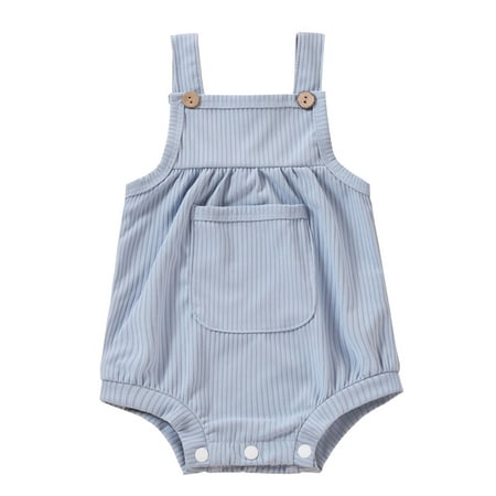 

Utoimkio Baby Girl Rompers 12-18 Months Infant Baby Boys Girls Ribbed Solid Pocket Bodysuit Suspender Romper