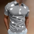 thumbnail image 2 of Simple Gray And White Polka Dots Men Zipper T-shirt Summer Casual Short Sleeve T-shirt Top, 2 of 7