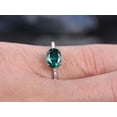 thumbnail image 2 of HeartsAndYou 1.3ct Oval Cut Natural Green Emerald Moissanite Accent Ring 14k SOLID White Gold, 2 of 9