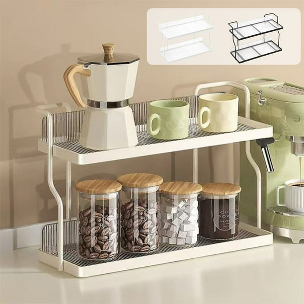 Estante De Almacenamiento De Cocina Estante de cocina de acero inoxidable,especiero,organizador multifuncional para encimera con función extraíble (negro,1 pieza) Rkxzt