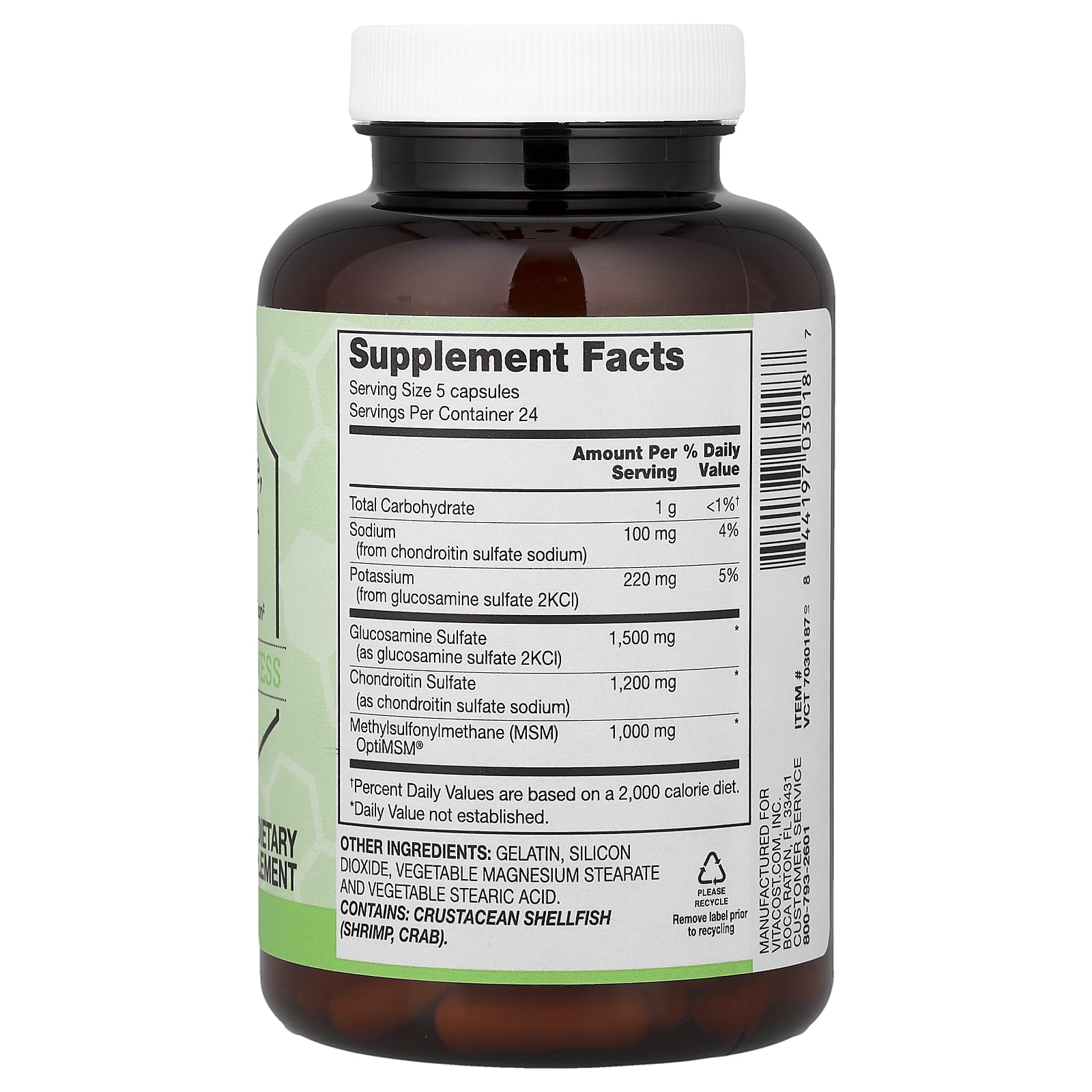 Vitacost Synergy®, Glucosamine, Chondroitin & MSM, 120 Capsules