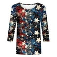 thumbnail image 5 of FAVIPT 4th of July T Shirt Women Casual Loose Summer 2025 Shirts Stars and Stripes Patriotic Print Tees 3/4 Sleeve Round Neck Shirts Multicolor,M, 5 of 5