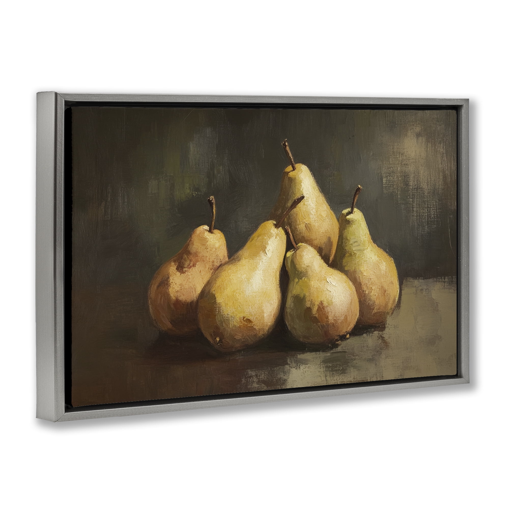 Stupell Industries Golden Pears Still Life Gray Framed Floater Canvas Wall Art, design by Petal Prints Design