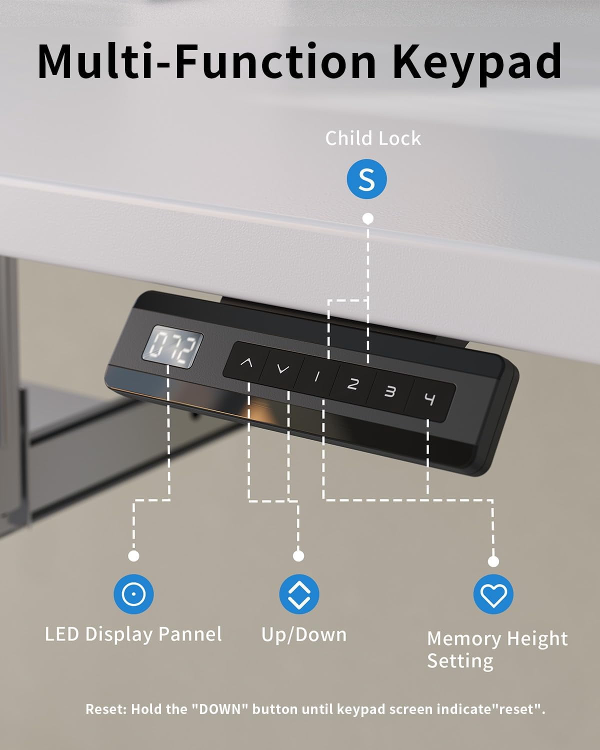 DESINO Standing Desk with Keyboard Tray, 48 x 24 inch Height Adjustable Electric Standing Desk, Sit Stand Up Desk, Computer Office Desk, White