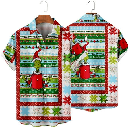 

MLFU Christmas Shirts Short Sleeve Regular Shirts Men