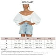 thumbnail image 3 of Cute Off Shoulder Wrap Crop Top, Polyester Fiber Comfortable Puff Sleeve Tie Back Crop Blouse Elastic Cuff Skin Friendly Square Neck  For Date Work Home Type 2 L, 3 of 6