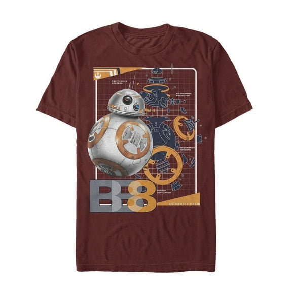 Men's Star Wars The Last Jedi BB-8 Schematics  Graphic Tee Cardinal Large