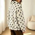 thumbnail image 6 of Fleece Jackets for Women Oversized Stand Collar Zip Up Jacket with Pockets Winter Casual Warm Trendy Polka Dots Plush Outerwear,Sizes S-2XL, 6 of 8