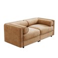 thumbnail image 4 of Newest Stylish Camel Chenille 2-Seater Sofa with Storage Seat, Cylindrical Backrest and Armrests, Modern Fabric Loveseat Featuring Hidden Storage Space, 4 of 10