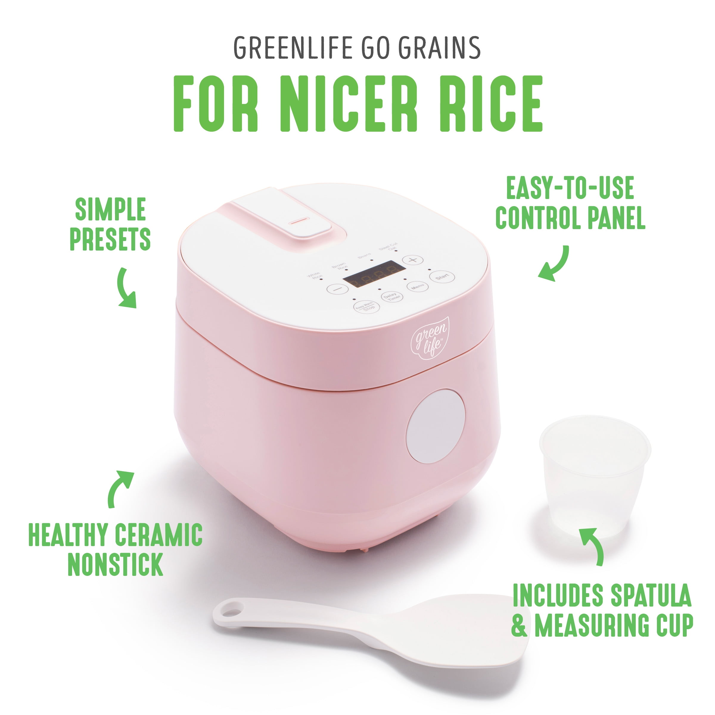 GreenLife Go Grains 4-Cup Pink Electric Grains and Rice Cooker CC004426-001  - The Home Depot